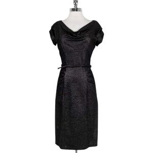 Diane Von Furstenberg Ellen Marie Black Metallic Belted Dress